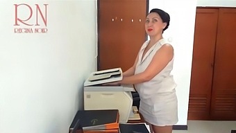 Sexy Secretary Shows Off Her Lingerie And Pussy On Office Video