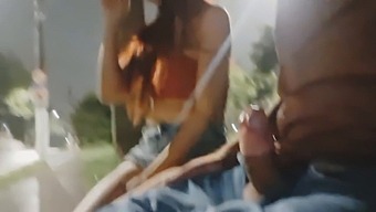 A Daring Handjob Attempt For A Beautiful Girl At The Public Transportation Stop!