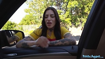 Public Agent Seduces Pizza Delivery Girl In Restaurant Bathroom And Gives Her A Ride